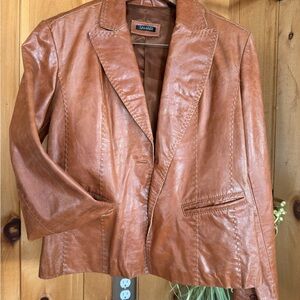 Tahari Women's Tan Leather Blazer